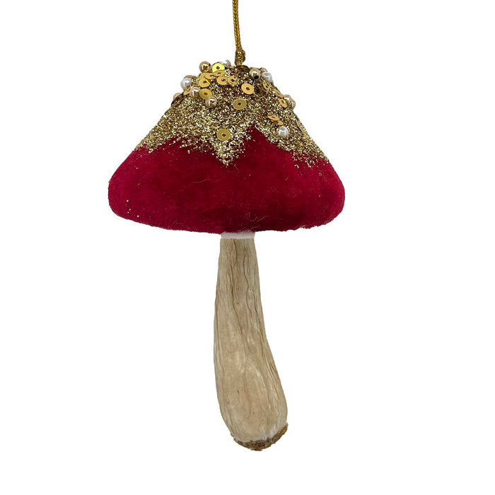 Velvet Mushroom Ornament