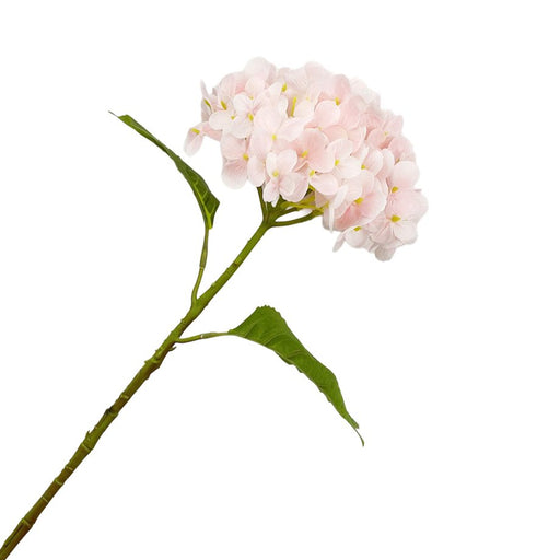 Artificial pink flower branch on a white background