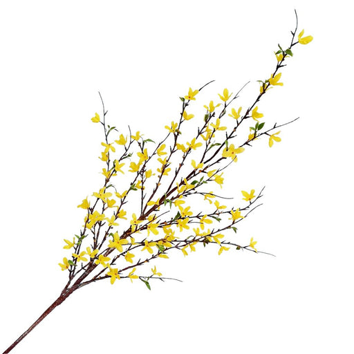 Artificial yellow flower branch on a white background