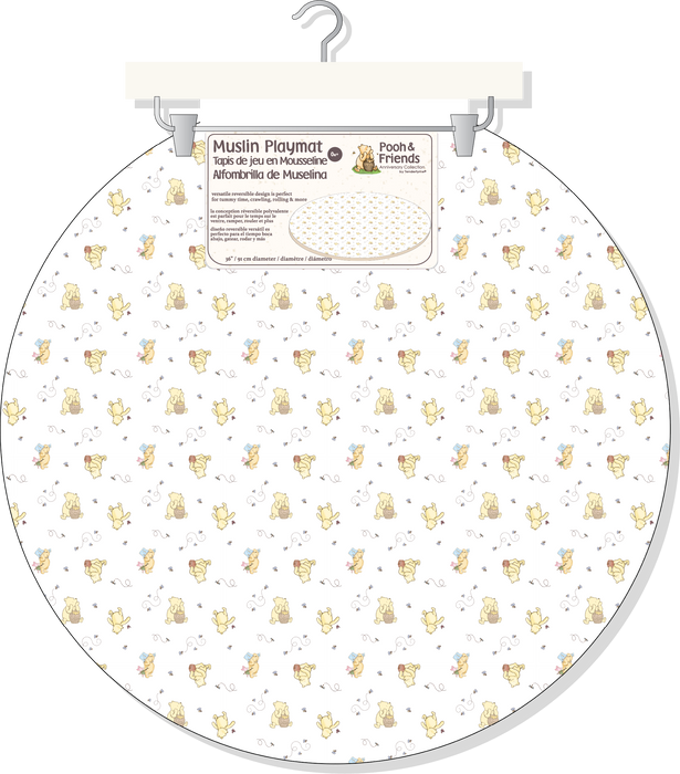 Muslin Reversible Stuffed Playmat: Pooh Bear Tan Honey Bear