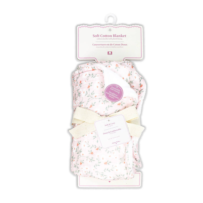 2 Layer Muslin/ Plush Blanket: Rose Floral