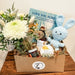 baby Gift Box with blue crochet bunny