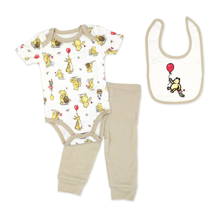 Pooh & Friends 3 Piece Layette Box Set: Tan 0-6M