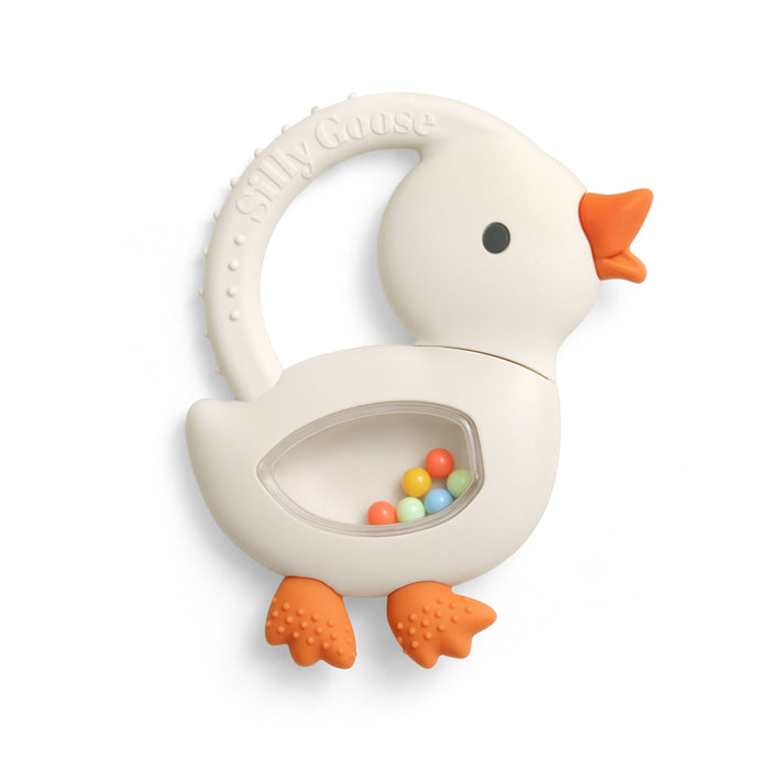 Bitzy Shake™ - Silicone Teether with Rattle: Goose