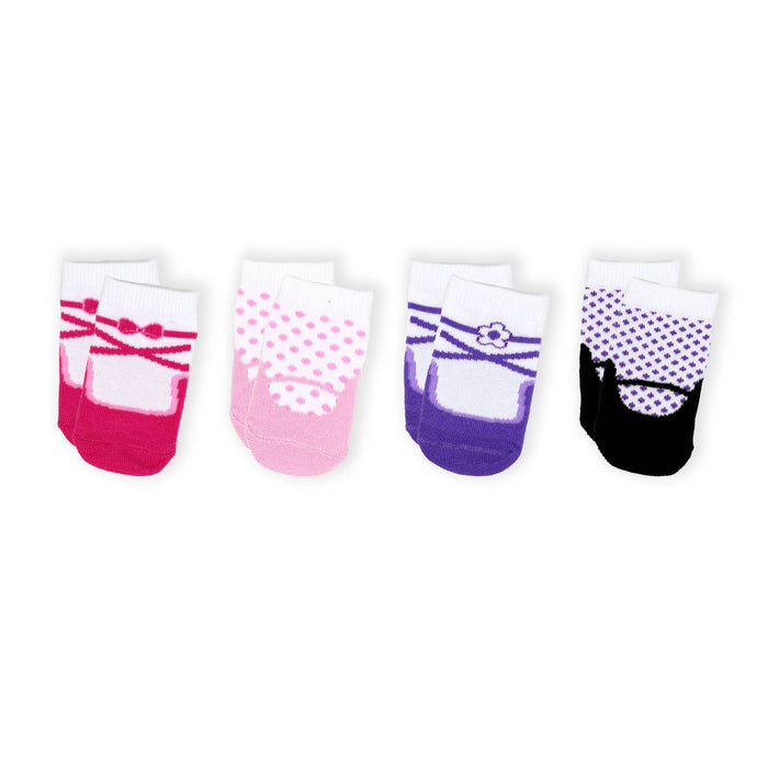 4 Pack Socks: Sneaker/Shoe: Pink/Purple