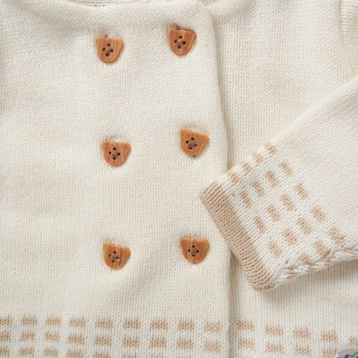 2pc Knitted Set Hooded Jacket And Trouser Oatmeal