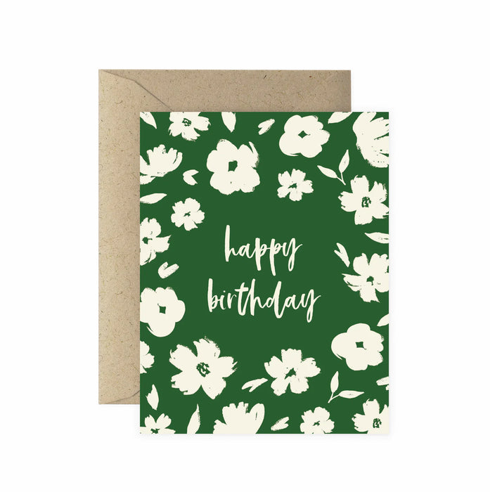 Card Brush Floral Birthday