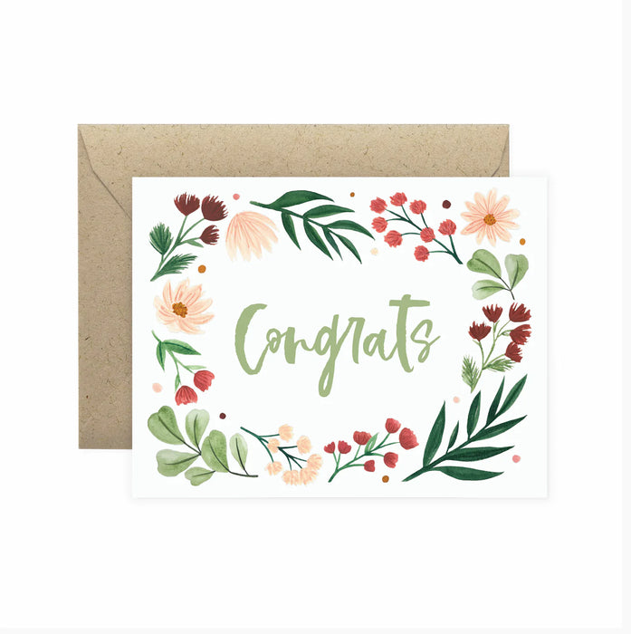 Card Congrats Floral Wreath