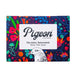 Pigeon letter packaging with colorful floral design and pigeon illustration on a white background