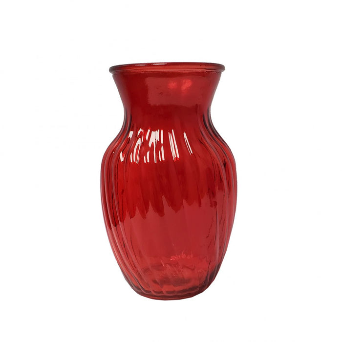 Swirl Belly Glass Vase Red