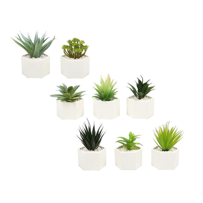 Faux Plant Hexagon Pot