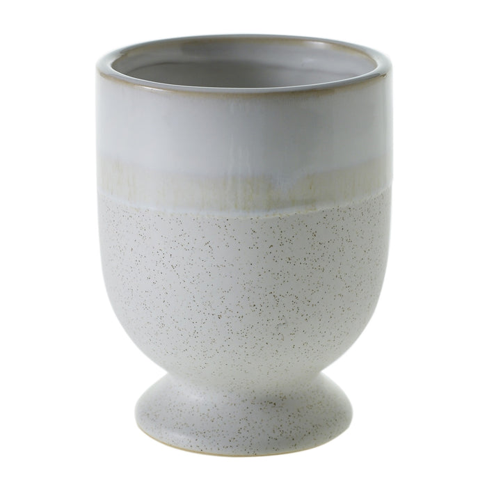 Ceramic two toned cream and white speckled pedestal base
