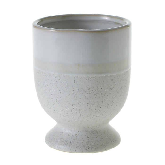 Ceramic two toned cream and white speckled pedestal base