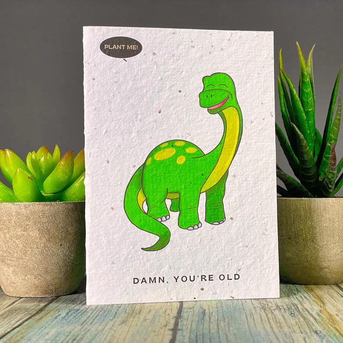 Damn You're Old Dinosaur Plantable Card