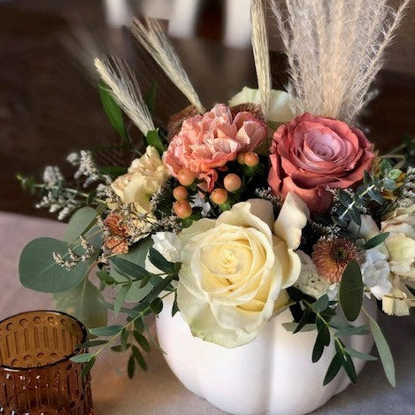 Floral Bouquet in a white pumpkin