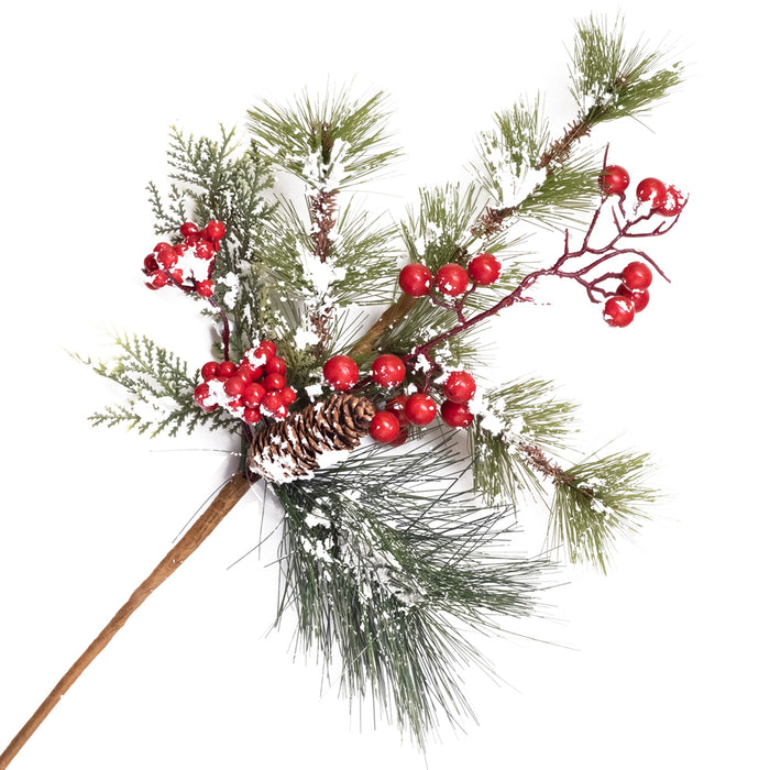 Spray Red Berry w/Needle Pine