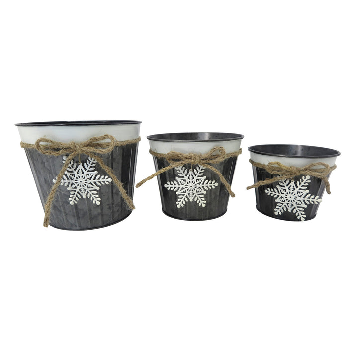 Black Metal Snowflake Pots