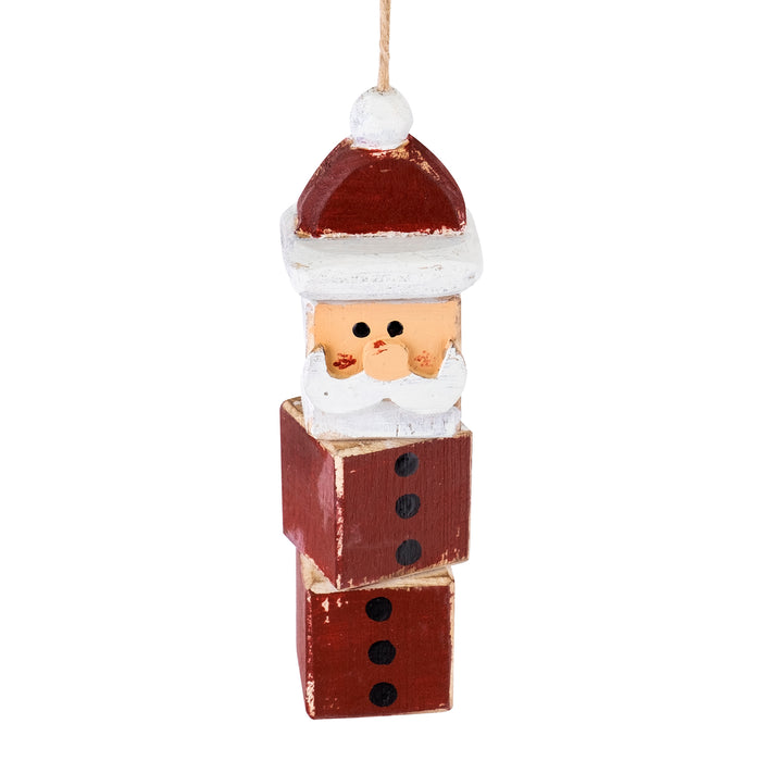 Red Wooden Santa Ornament