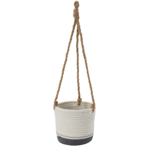 Rope Planter Hanging white and grey