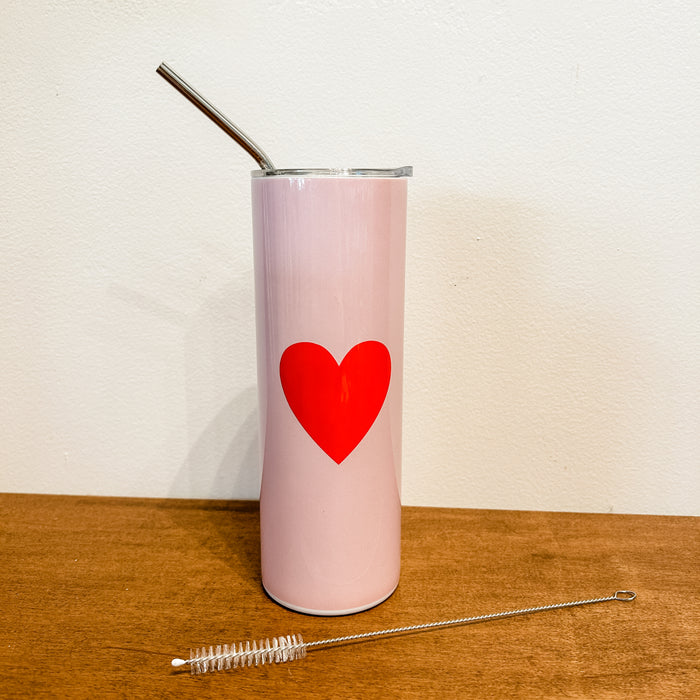 Red Heart on Pink Tumbler