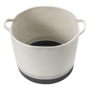 Rope Basket with Handles white and grey