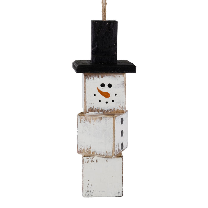 White Wooden Snowman Ornament