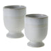 Ceramic two toned cream and white speckled pedestal base