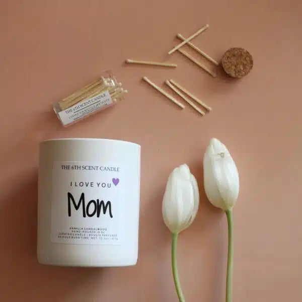 I Love You Mom Ceramic Candle