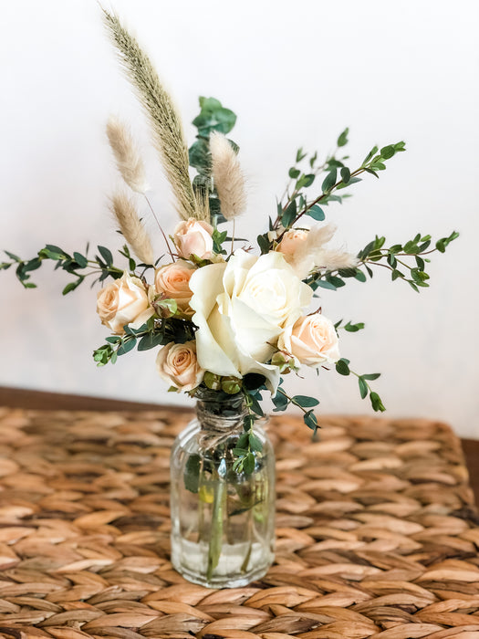 White Rose Posy in Apothecary vase